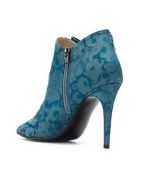 blaue Satin Stiefeletten von Les Chaussons De La Belle