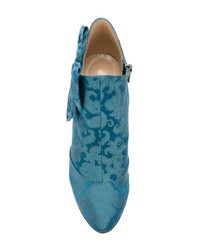 blaue Satin Stiefeletten von Les Chaussons De La Belle