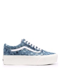 blaue Segeltuch niedrige Sneakers mit Karomuster von Vans
