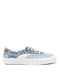 blaue Segeltuch niedrige Sneakers mit Paisley-Muster