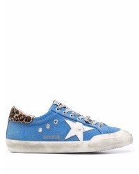 blaue Segeltuch niedrige Sneakers mit Sternenmuster