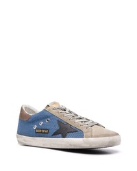 blaue Segeltuch niedrige Sneakers mit Sternenmuster von Golden Goose