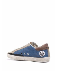 blaue Segeltuch niedrige Sneakers mit Sternenmuster von Golden Goose