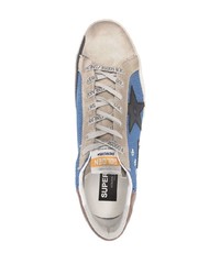 blaue Segeltuch niedrige Sneakers mit Sternenmuster von Golden Goose