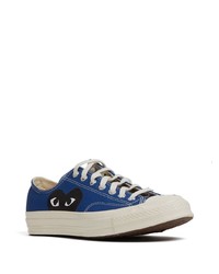 blaue Segeltuch niedrige Sneakers von COMME DES GARÇONS PLAY X CONVERSE