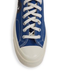 blaue Segeltuch niedrige Sneakers von COMME DES GARÇONS PLAY X CONVERSE