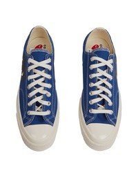 blaue Segeltuch niedrige Sneakers von COMME DES GARÇONS PLAY X CONVERSE