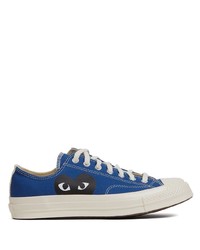 blaue Segeltuch niedrige Sneakers von COMME DES GARÇONS PLAY X CONVERSE