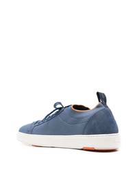 blaue Segeltuch niedrige Sneakers von Santoni