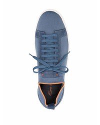 blaue Segeltuch niedrige Sneakers von Santoni