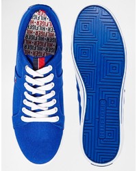 blaue Segeltuch niedrige Sneakers von Tommy Hilfiger