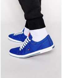 blaue Segeltuch niedrige Sneakers von Tommy Hilfiger