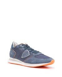 blaue Segeltuch niedrige Sneakers von Philippe Model Paris