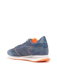 blaue Segeltuch niedrige Sneakers von Philippe Model Paris