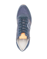 blaue Segeltuch niedrige Sneakers von Philippe Model Paris