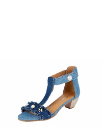 blaue Segeltuch Sandaletten von Heine