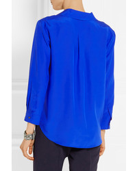 blaue Seidebluse mit knöpfen von Jil Sander