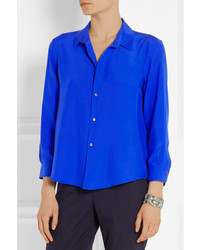 blaue Seidebluse mit knöpfen von Jil Sander