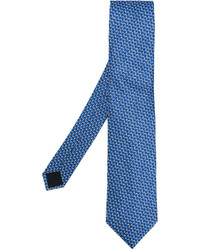 blaue Seidekrawatte mit geometrischem Muster von Lanvin