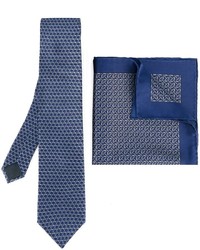 blaue Seidekrawatte mit geometrischem Muster von Lanvin