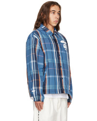 blaue Shirtjacke mit Schottenmuster von AAPE BY A BATHING APE