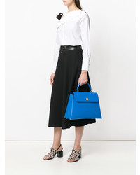 blaue Shopper Tasche aus Leder mit geometrischem Muster von Ballantyne