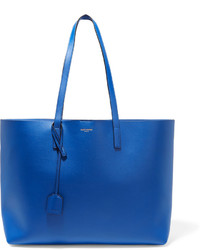 blaue Shopper Tasche aus Leder mit Reliefmuster