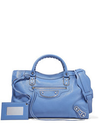 blaue Shopper Tasche aus Leder mit Reliefmuster von Balenciaga