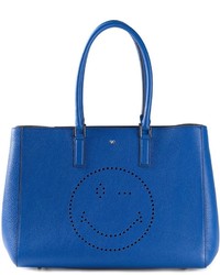 blaue Shopper Tasche aus Leder von Anya Hindmarch