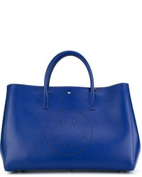 blaue Shopper Tasche aus Leder von Anya Hindmarch