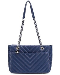 blaue Shopper Tasche aus Leder von Chanel