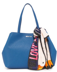 blaue Shopper Tasche aus Leder von Love Moschino