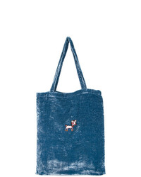 blaue Shopper Tasche aus Samt von Jupe By Jackie