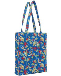 blaue Shopper Tasche aus Segeltuch mit Blumenmuster von A.P.C.