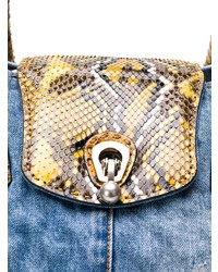 blaue Shopper Tasche aus Segeltuch mit Schlangenmuster von Ermanno Scervino