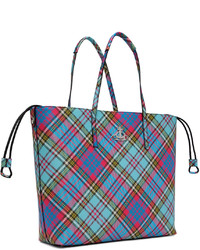 blaue Shopper Tasche aus Segeltuch mit Schottenmuster von Vivienne Westwood