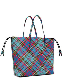 blaue Shopper Tasche aus Segeltuch mit Schottenmuster von Vivienne Westwood