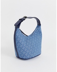blaue Shopper Tasche aus Segeltuch von ASOS DESIGN