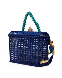 blaue Shopper Tasche aus Stroh von Mercedes Salazar