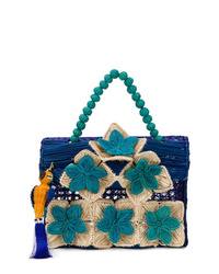 blaue Shopper Tasche aus Stroh von Mercedes Salazar