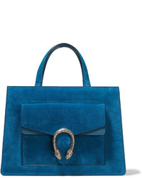 blaue Shopper Tasche aus Wildleder von Gucci