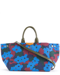 blaue Shopper Tasche mit Blumenmuster von Muveil
