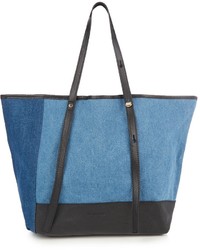 blaue Shopper Tasche mit Flicken