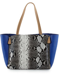 blaue Shopper Tasche mit Schlangenmuster