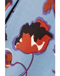 blaue Shorts mit Blumenmuster von Miu Miu