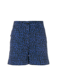 blaue Shorts mit Leopardenmuster
