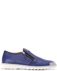 blaue Slip-On Sneakers aus Leder von Giuseppe Zanotti Design