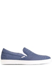 blaue Slip-On Sneakers aus Leder von Jimmy Choo