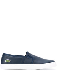 blaue Slip-On Sneakers aus Leder von Lacoste