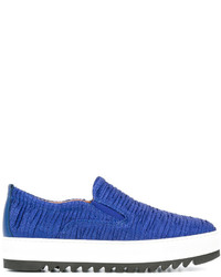 blaue Slip-On Sneakers aus Leder von Salvatore Ferragamo